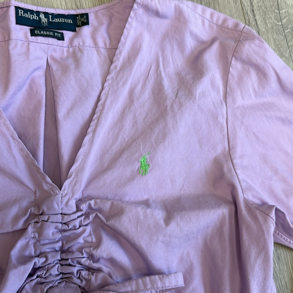 Lauren Ralph Lauren Unique Cropped Cinch Tie Front Top - Picture 6 of 7